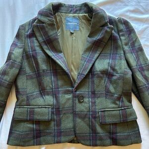 ModCloth Green Plaid Jacket with Shoulder Pads